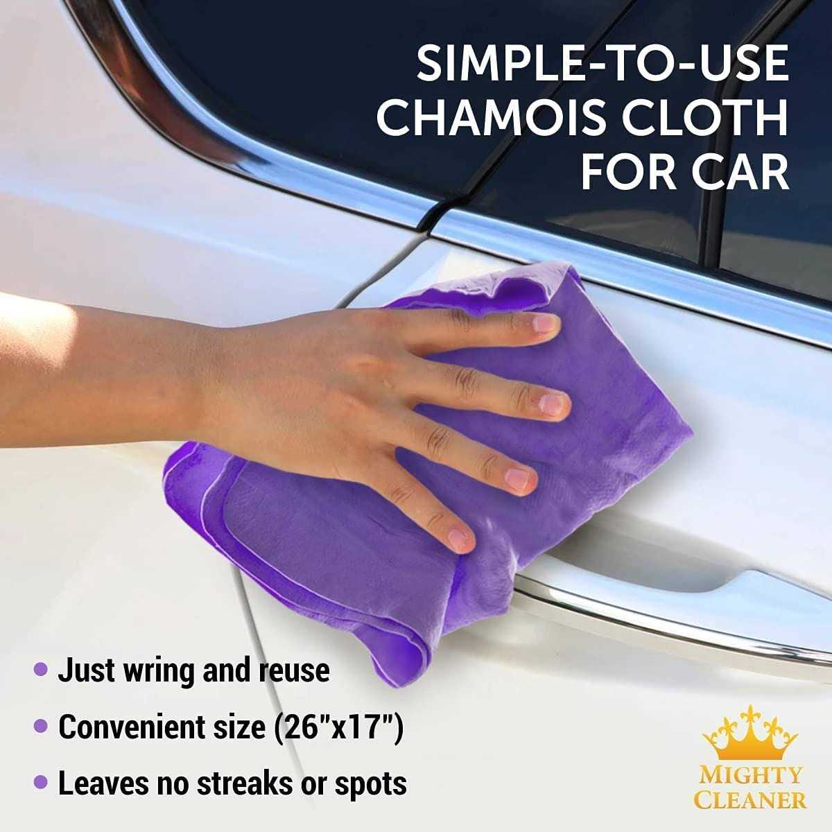 Premium Chamois Cloth for Car Drying 26×17 Super Absorbent Reusable Shammy Towel for Car + Storage Tube - Image 3