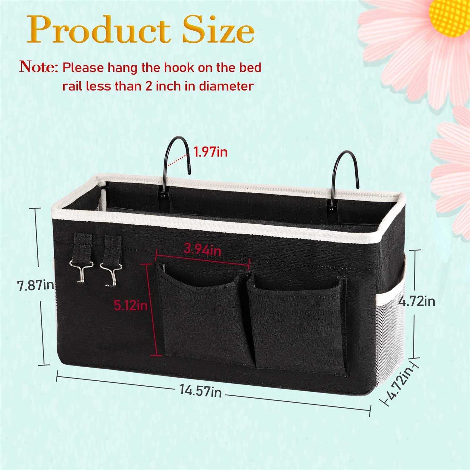 Ozzptuu Bedside Storage Caddy/Bedside Hanging Storage Bag for Headboards Bunk Beds Dorm Rooms Book Phone Magazine Holder - Image 2