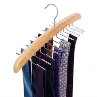 Ohuhu Tie Rack Wooden Tie Organizer 24 Tie Hanger Hook Storage Rack