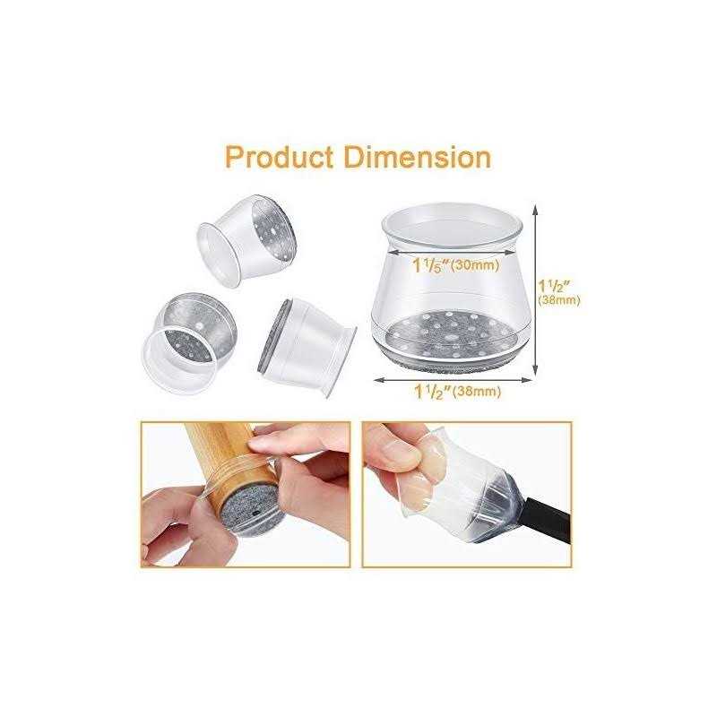 OASMU 32 Pcs Chair Leg Protectors for Hardwood Floors, Silicone Felt Furniture Leg Cover Pad for Protecting Floors from Scratches and Noise - Image 2