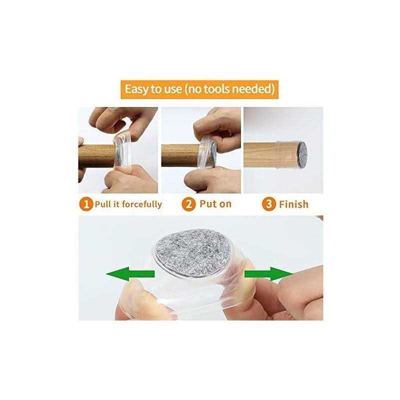 OASMU 32 Pcs Chair Leg Protectors for Hardwood Floors, Silicone Felt Furniture Leg Cover Pad for Protecting Floors from Scratches and Noise - Image 4
