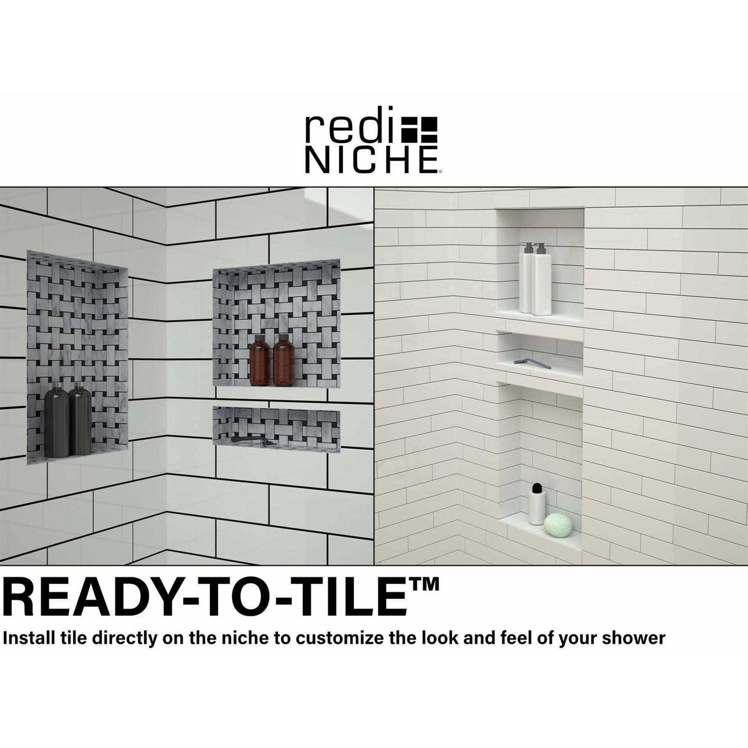 16W x 20H x 4D Double Shelf Tile Redi Niche RN1620D-BI - Image 2