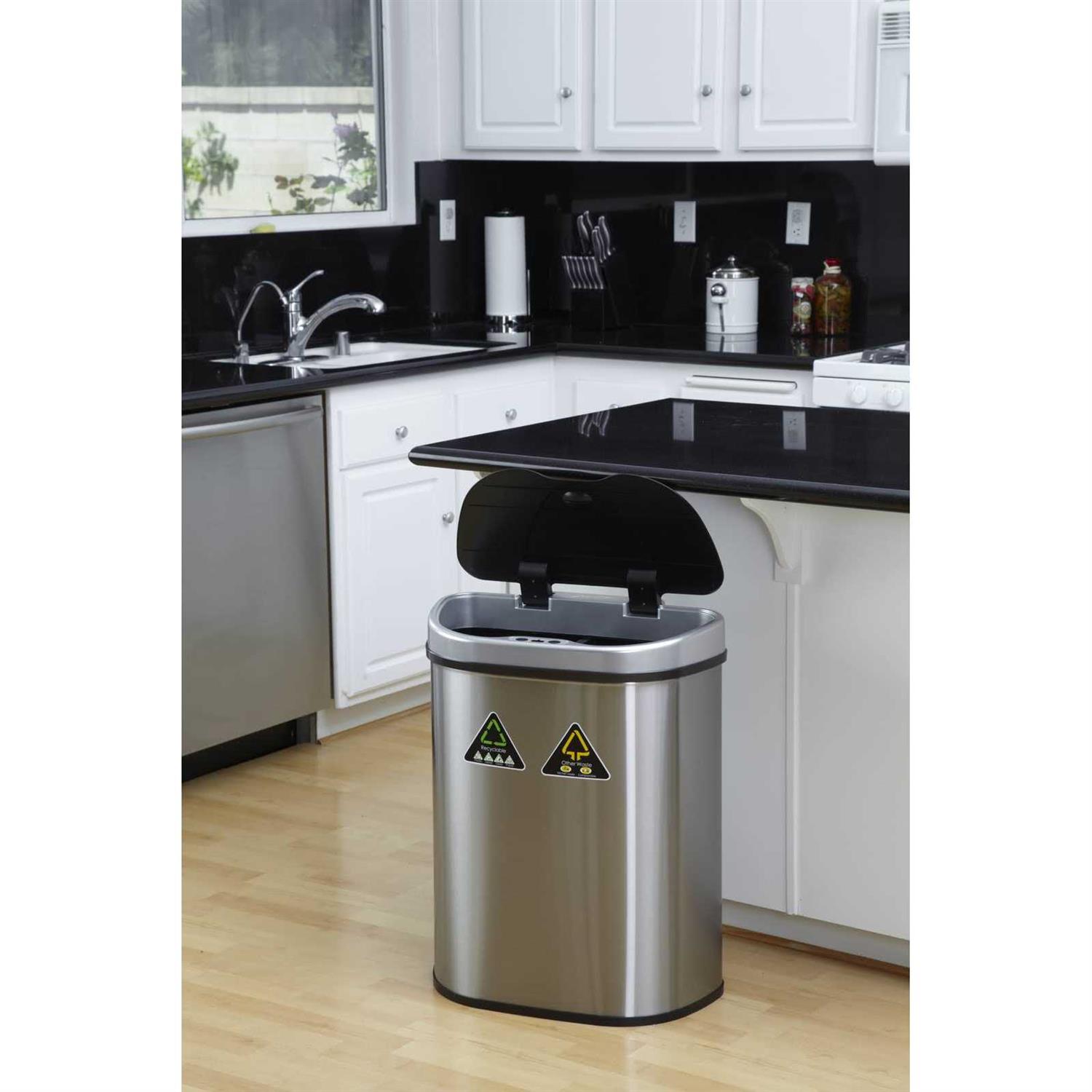 Nine Stars 18.5 Gallon Stainless Steel Motion Sensor Recycle Trash Can (DZT-70-11R) - Image 2