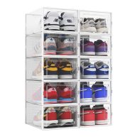 10 Pack Shoe Storage Boxes Clear Plastic Stackable Shoe Organizer Bins