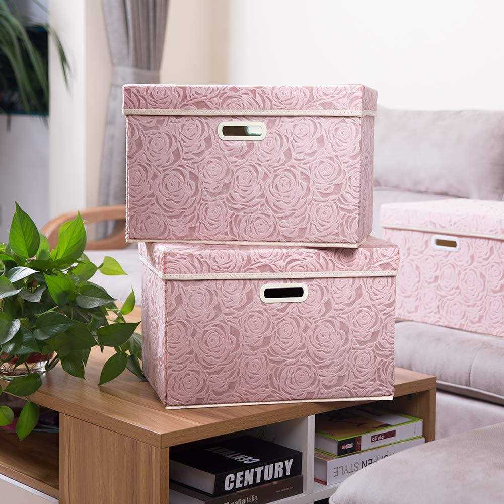 prandom collapsible Storage boxes with Lids Fabric Decorative Storage Bins Cubes Organizer Containers Baskets with Cover Handles Divider for Bedroom - Image 5