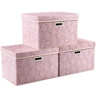 prandom collapsible Storage boxes with Lids Fabric Decorative Storage Bins Cubes Organizer Containers Baskets with Cover Handles Divider for Bedroom