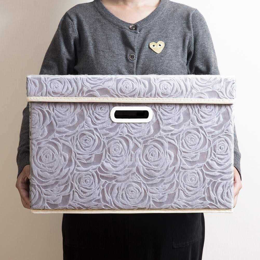 prandom collapsible Storage boxes with Lids Fabric Decorative Storage Bins Cubes Organizer Containers Baskets with Cover Handles Divider for Bedroom - Image 2