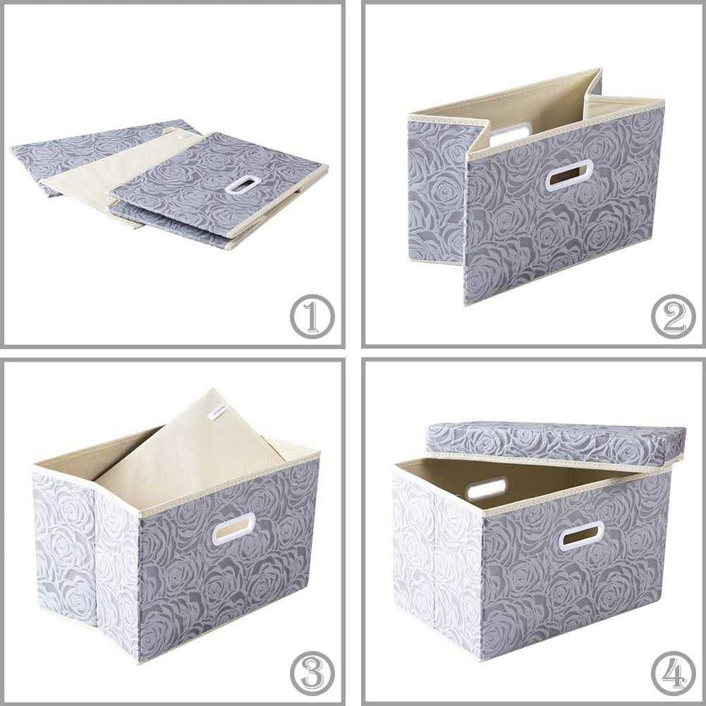 prandom collapsible Storage boxes with Lids Fabric Decorative Storage Bins Cubes Organizer Containers Baskets with Cover Handles Divider for Bedroom - Image 4