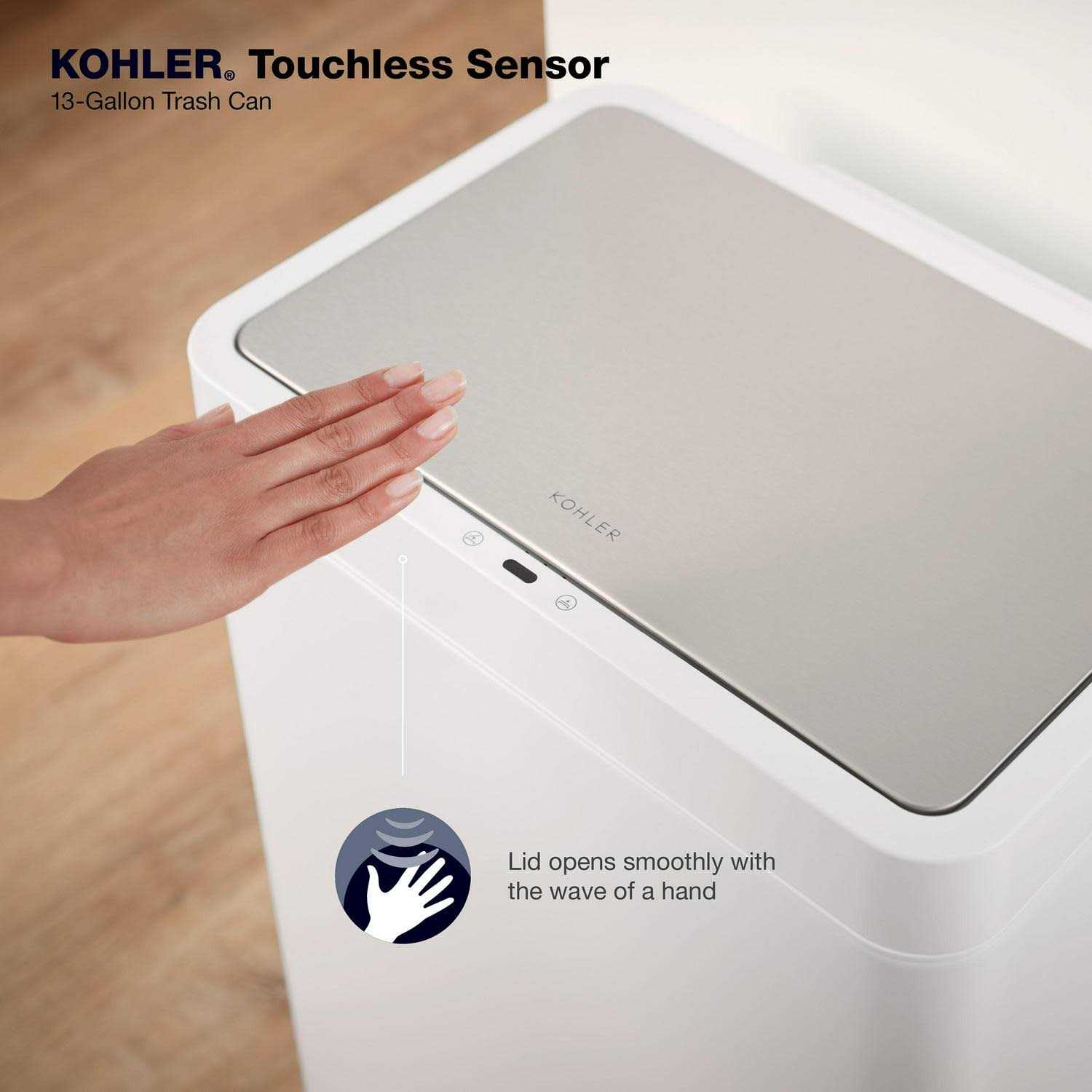 13-gallon touchless Stainless steel trash can KOHLER 23825 - Image 3