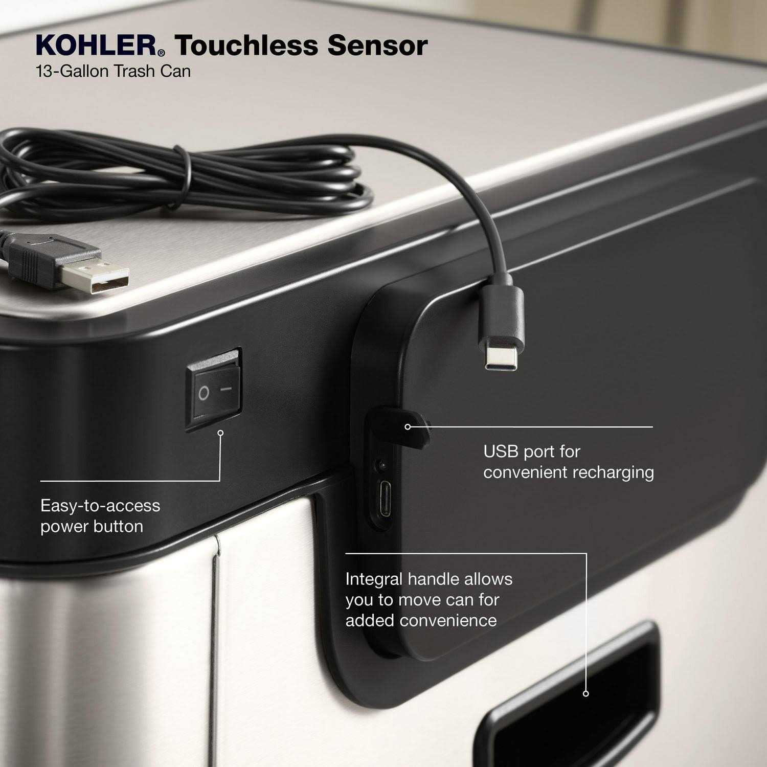 13-gallon touchless Stainless steel trash can KOHLER 23825 - Image 5
