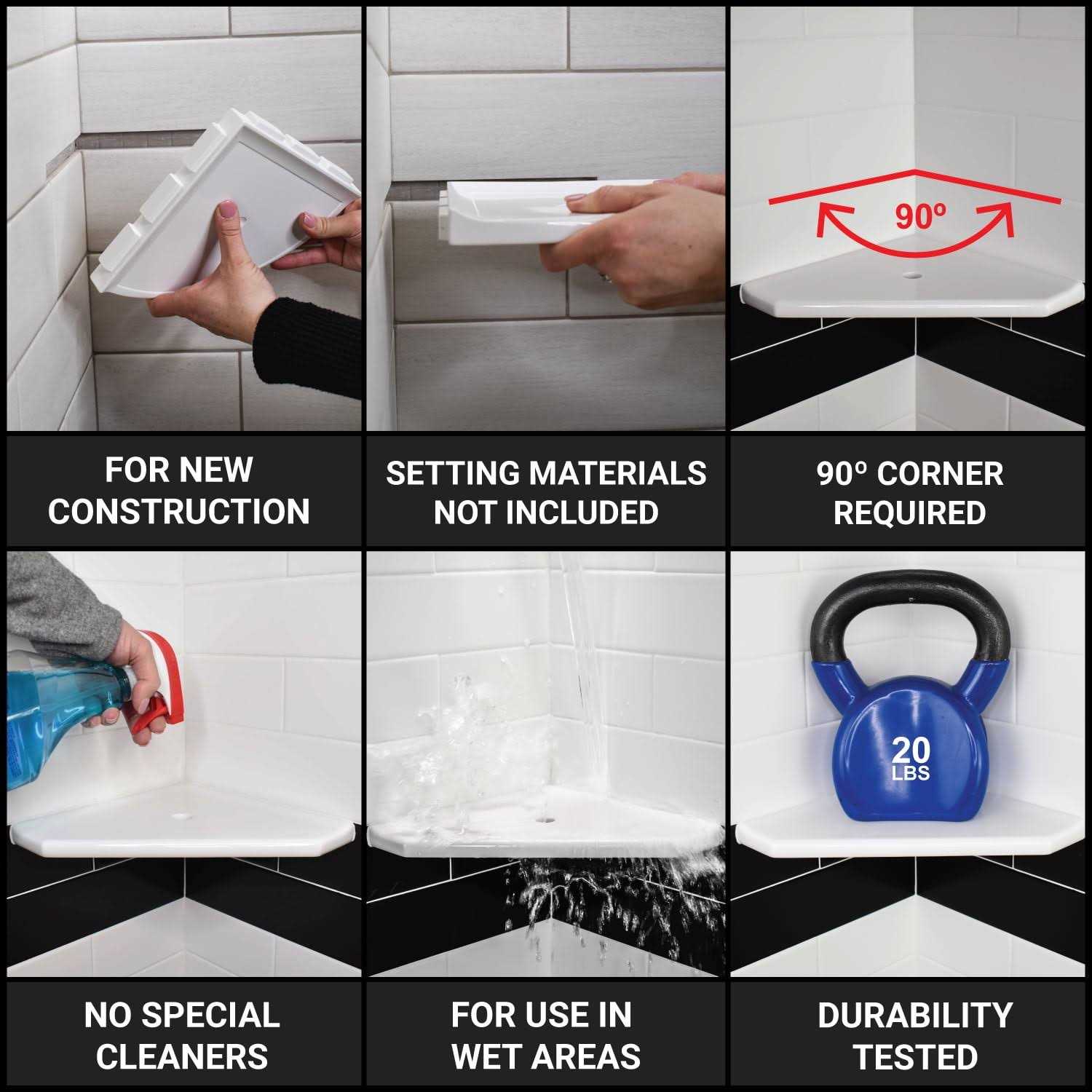 Questech Decor Shower Shelf 8 inch Geo Lugged - Image 5