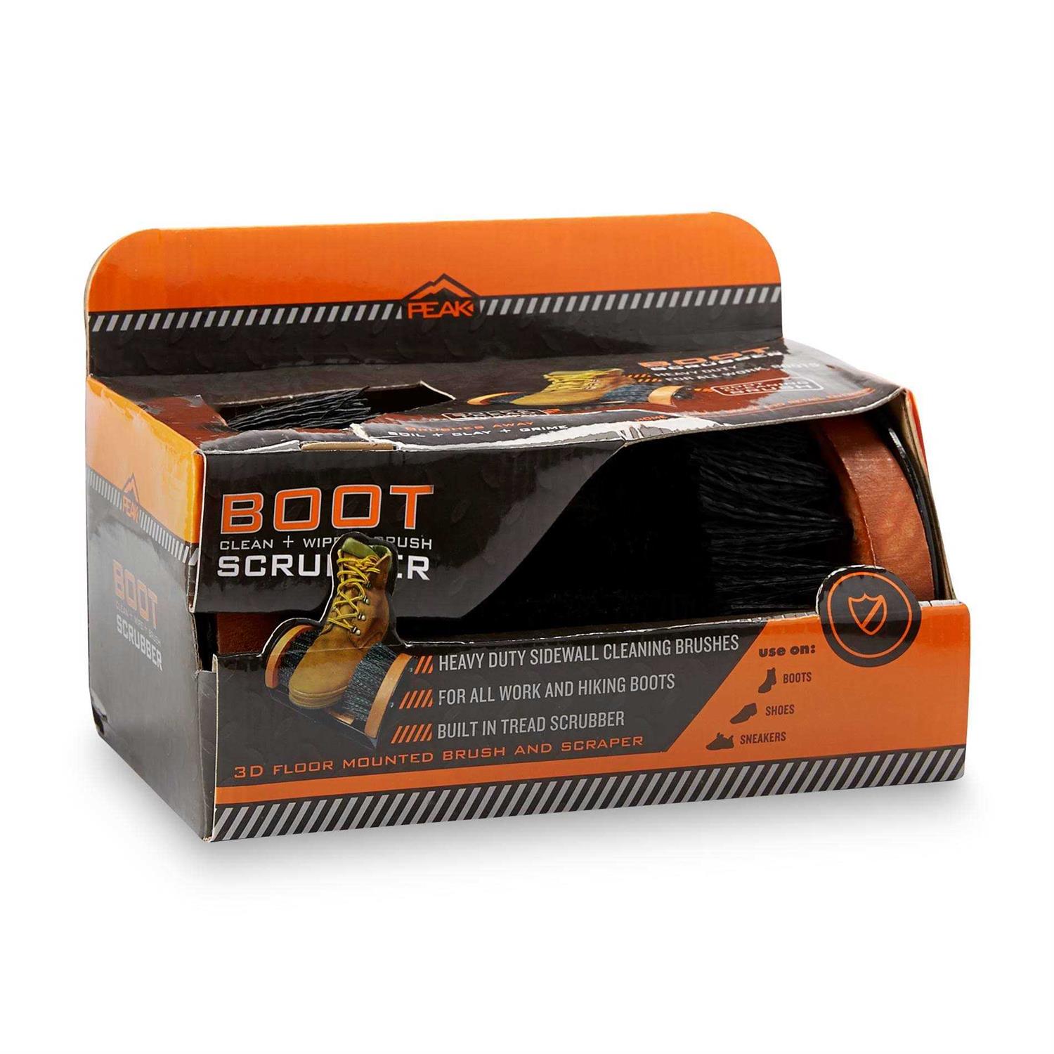 PEAK 101-602 Boot Scrubber, Side and Bottom Brushes, Mounts to Wood or 1116701