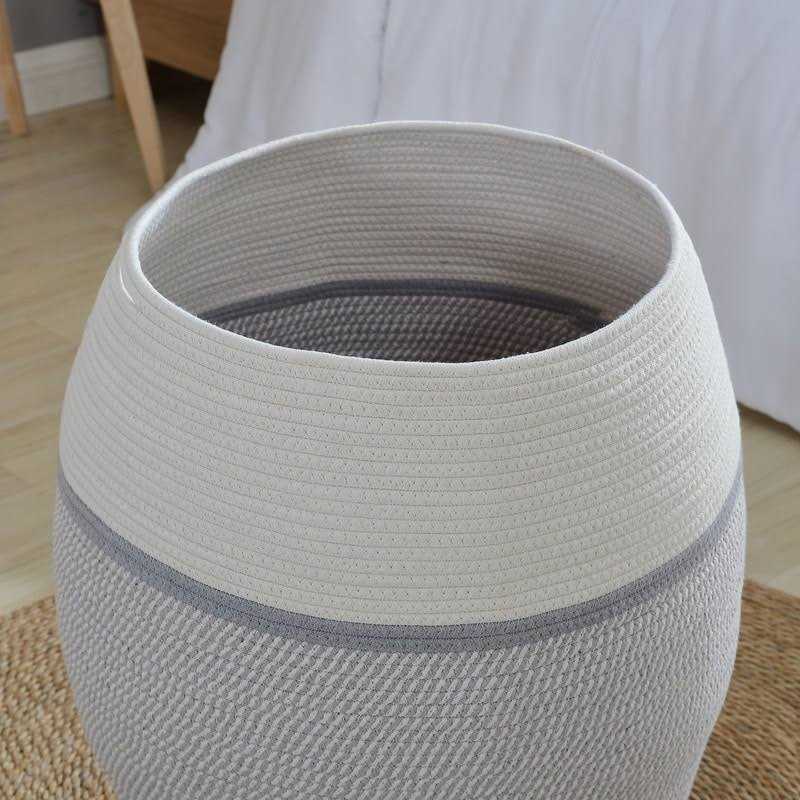 Ornavo Home Extra Large Woven Cotton Rope Tall 25 Height Laundry Hamper Basket with Handles - Image 3