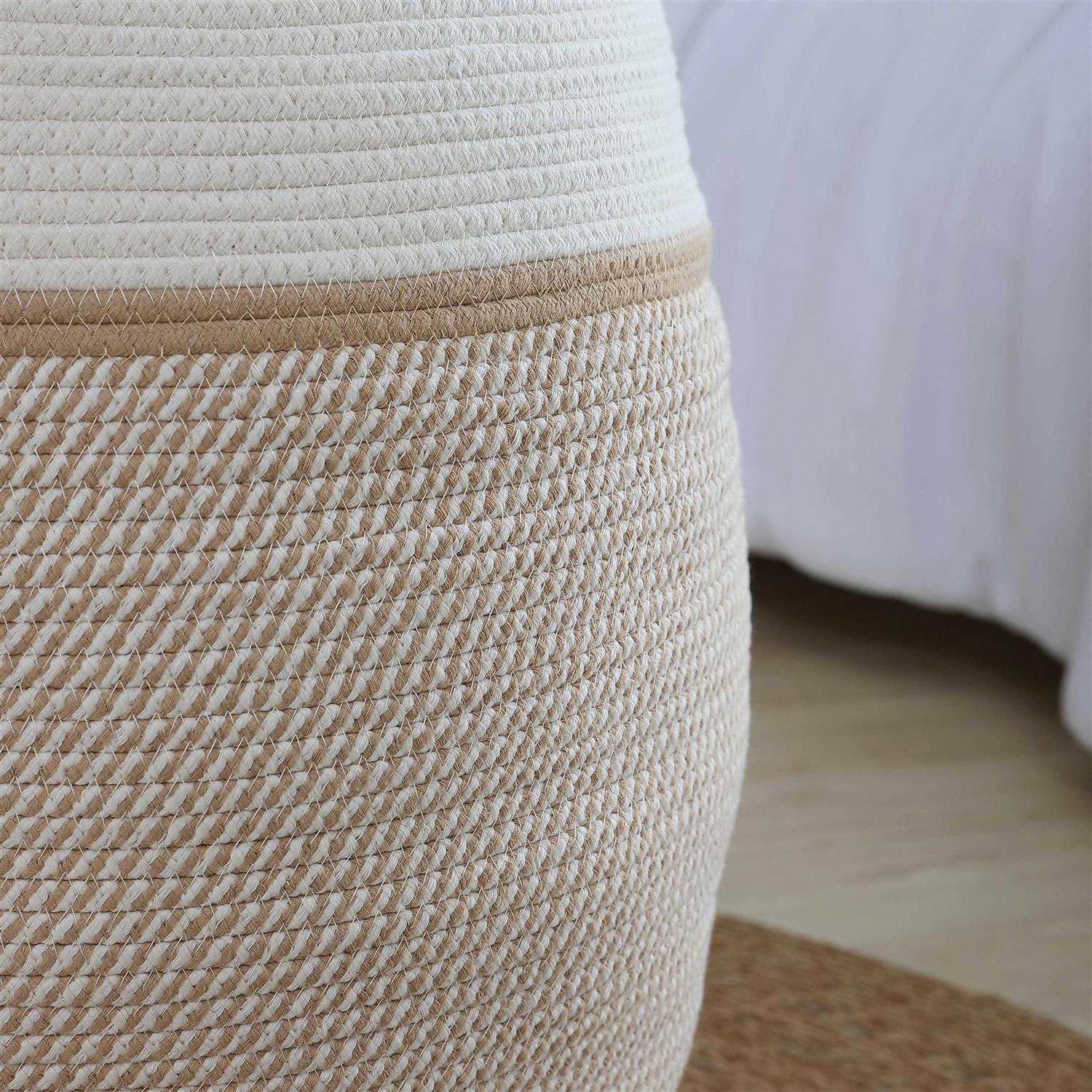 Ornavo Home Extra Large Woven Cotton Rope Tall 25 Height Laundry Hamper Basket with Handles - Image 5