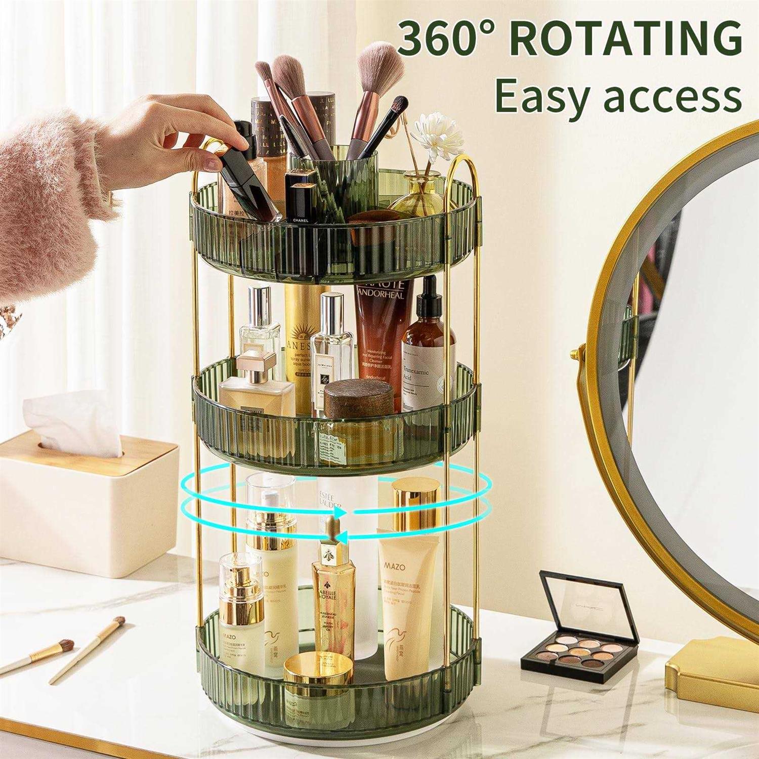 360° Rotating Makeup Organizer Large-Capacity Skincare Make Up Storage - Image 2