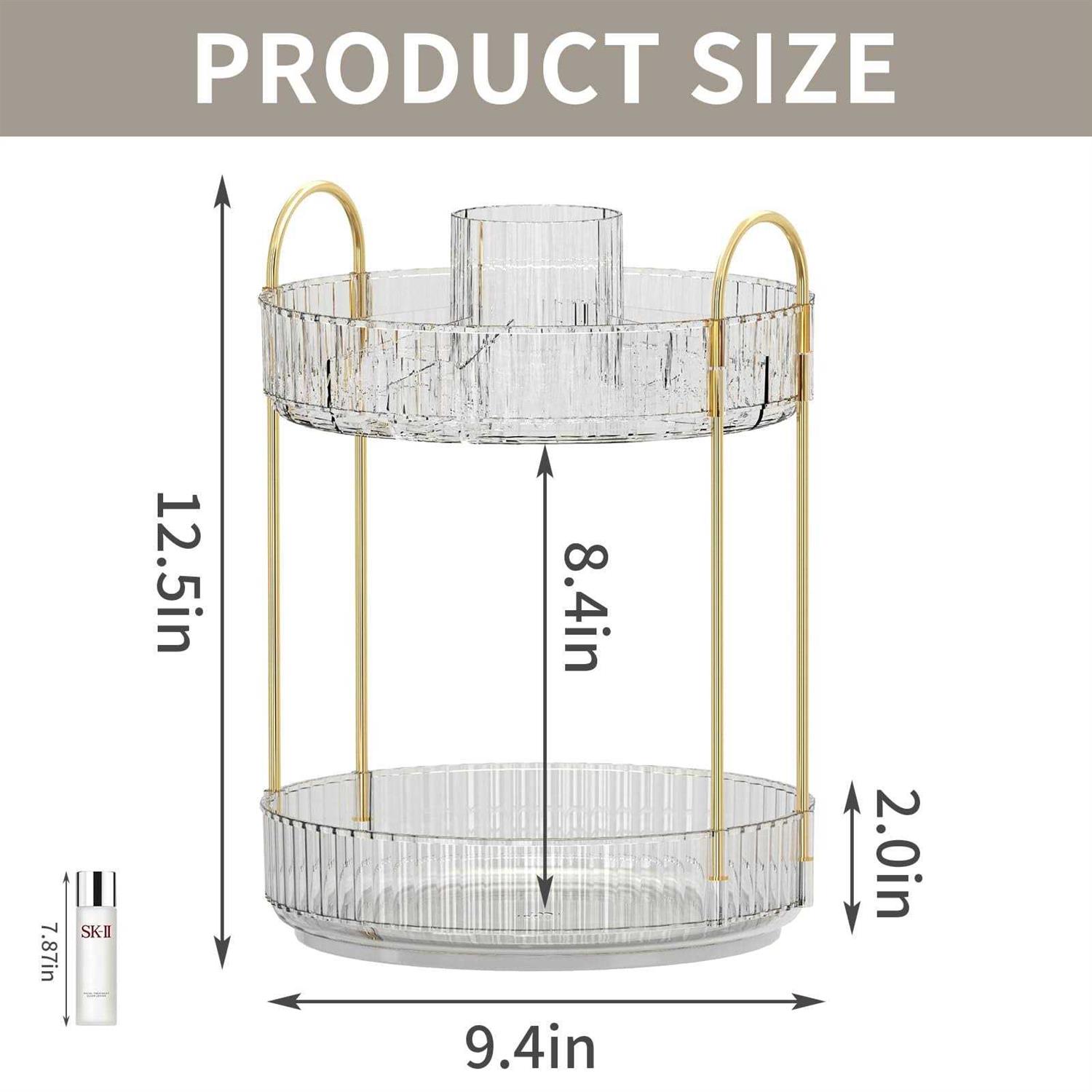 360° Rotating Makeup Organizer Large-Capacity Skincare Make Up Storage - Image 2