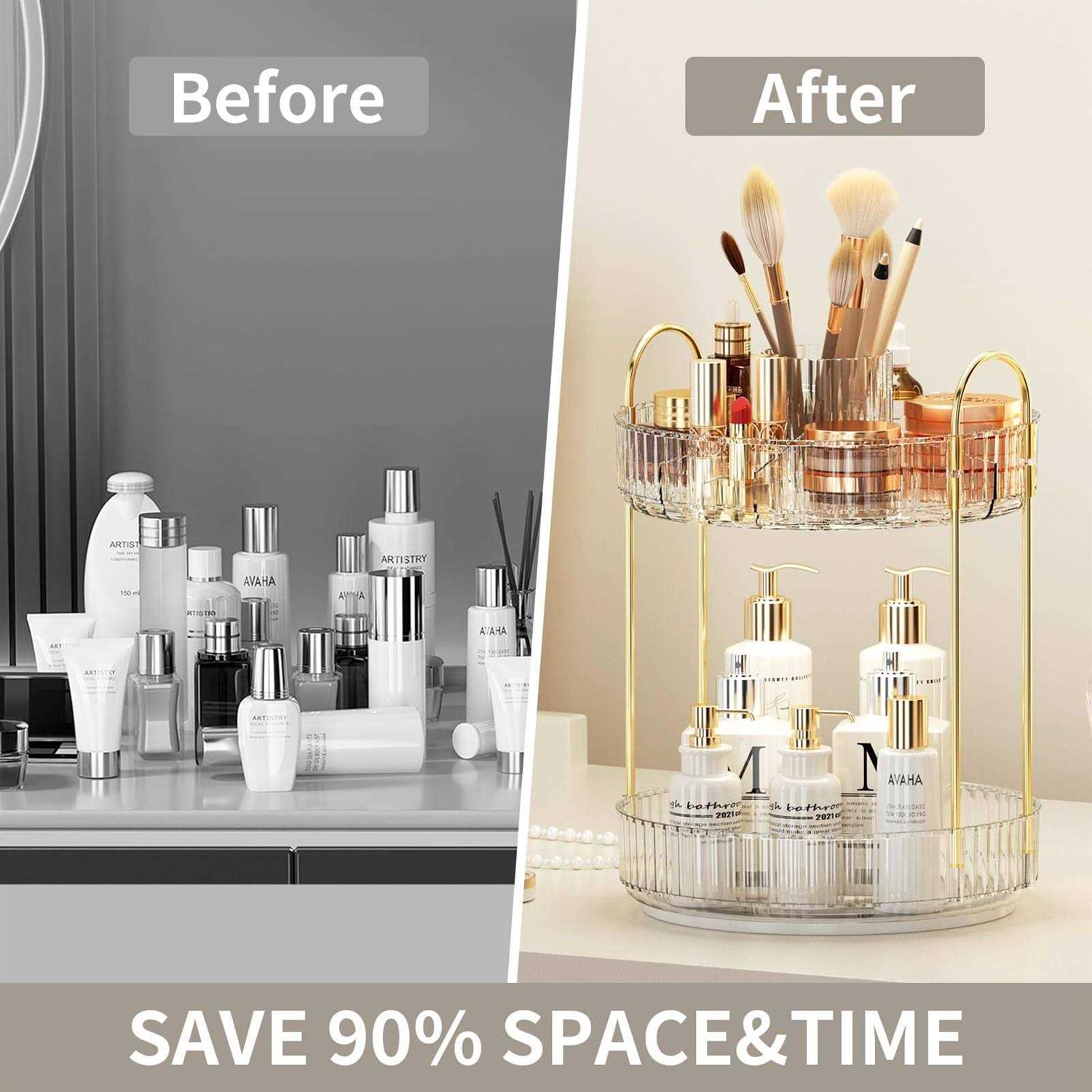 360° Rotating Makeup Organizer Large-Capacity Skincare Make Up Storage - Image 4