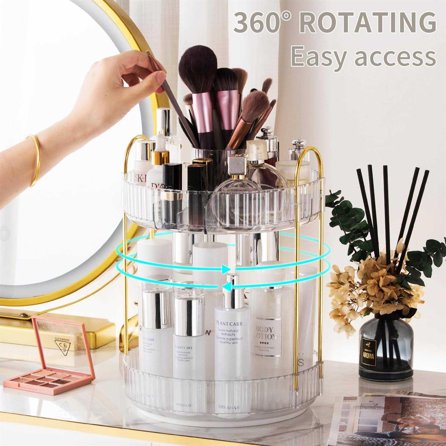 360° Rotating Makeup Organizer Large-Capacity Skincare Make Up Storage - Image 5
