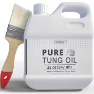 OAIEGSD 128 OZ Waterproof Tung Oil for Wood Finishing with Brush, 100% Natural Pure Tung Oil with Good Penetration for Indoor and Outdoor