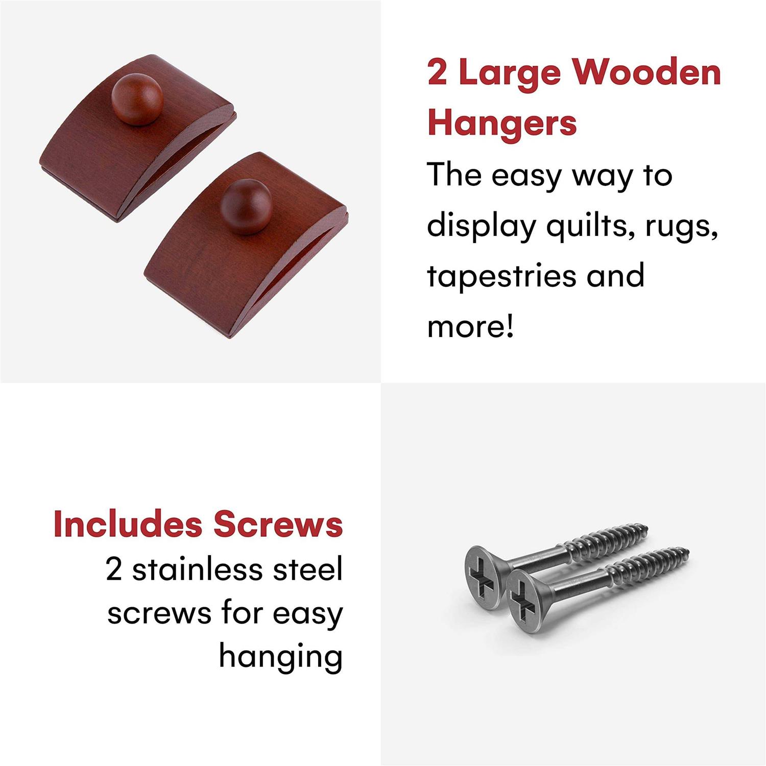 Precision Quilting Tools Classy Clamps Wooden Quilt Wall Hangers 2 Large Clips Screws for Wall Hangings - Image 3