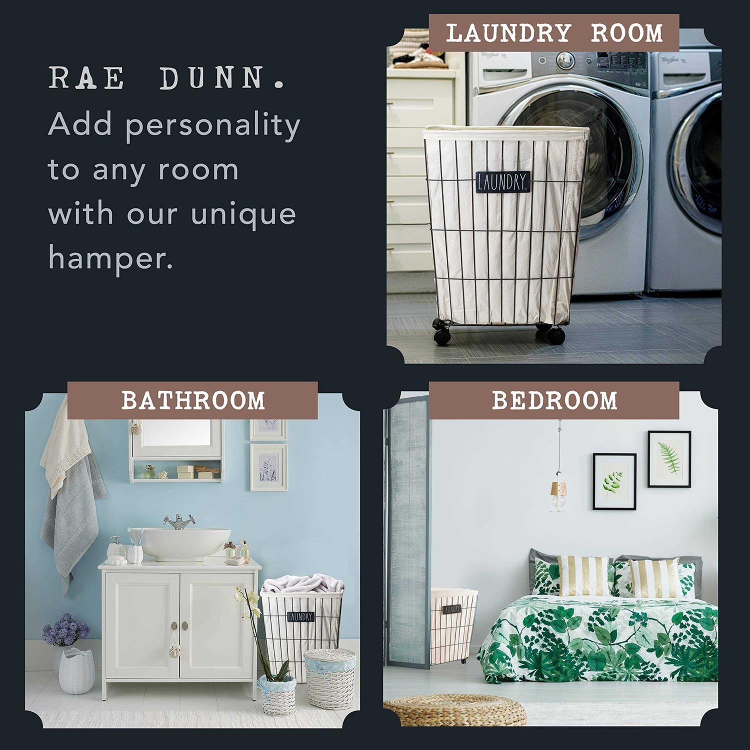 Rae Dunn Heavy Duty Laundry Hamper on Wheels - Image 2