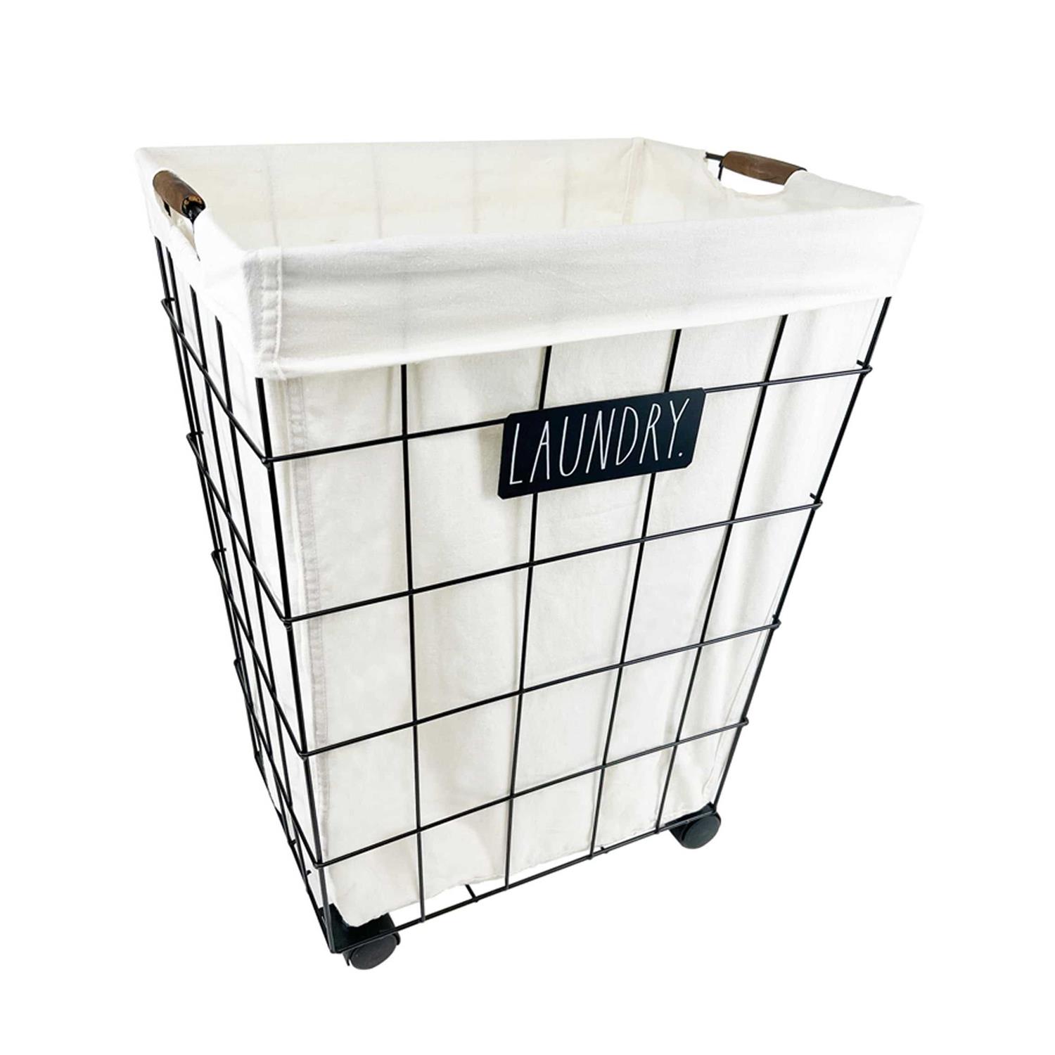 Rae Dunn Heavy Duty Laundry Hamper on Wheels - Image 4