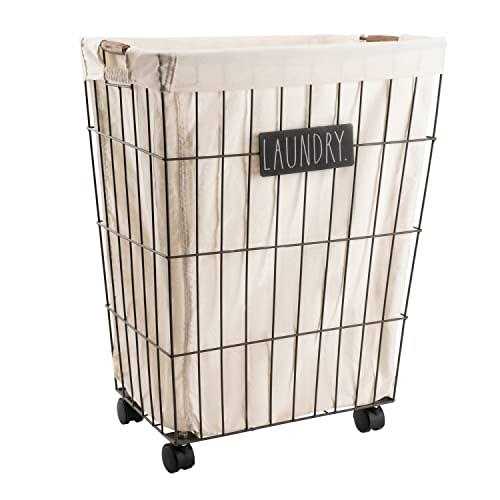 Rae Dunn Heavy Duty Laundry Hamper on Wheels - Image 5