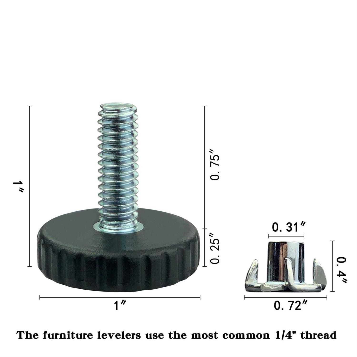 1/4 Threaded Table/Chair/Furniture Feet Levelers Screw in ThreadedAdjustable Leveling Foot Pads Glides Screw on for Bar Stool/Bench/Bed - Image 5