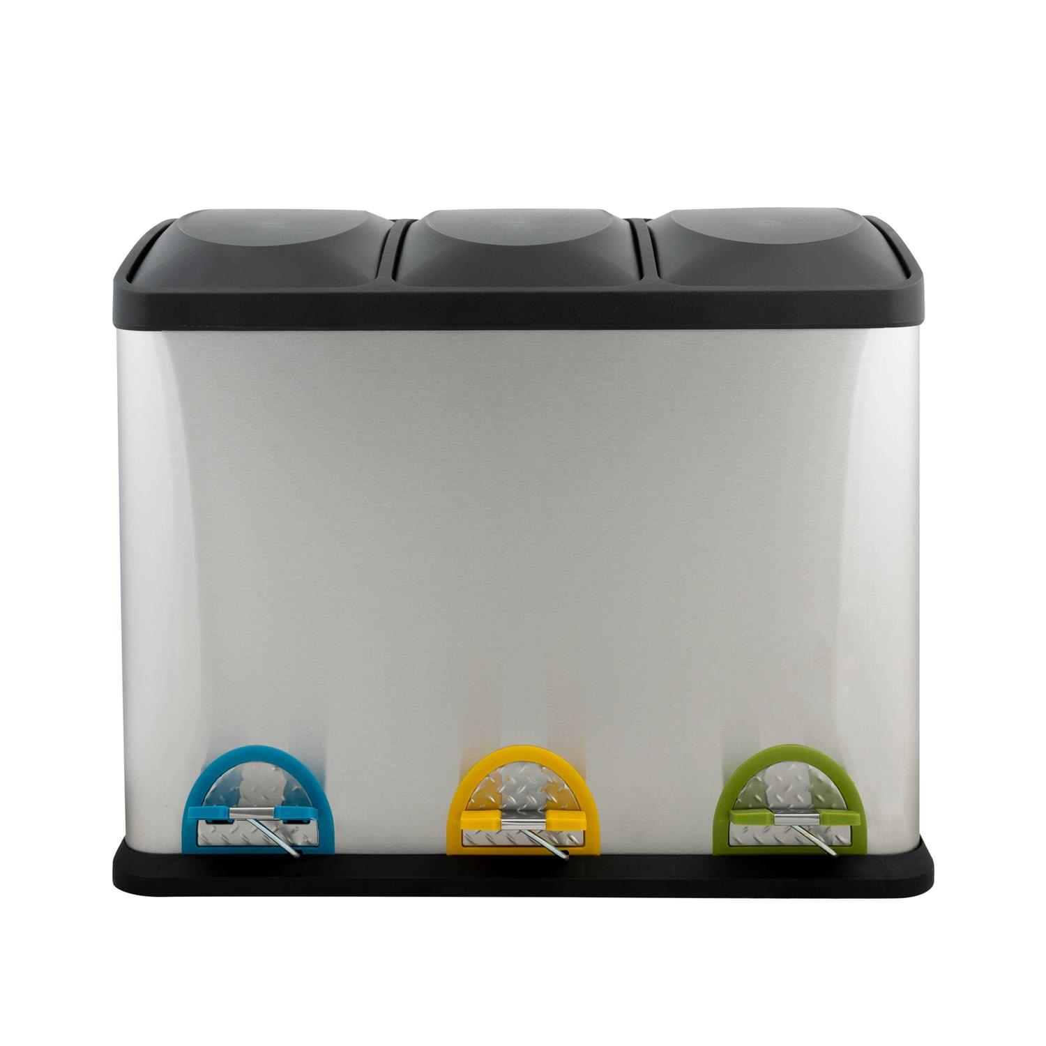 Organize It All 45 Liter 3 Compartment Stainless Recycle Bin - Image 4