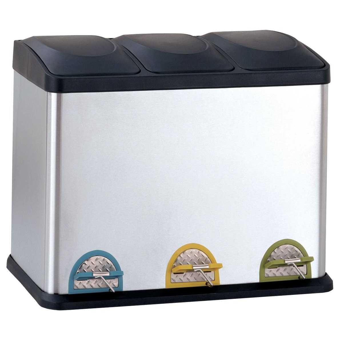 Organize It All 45 Liter 3 Compartment Stainless Recycle Bin - Image 5