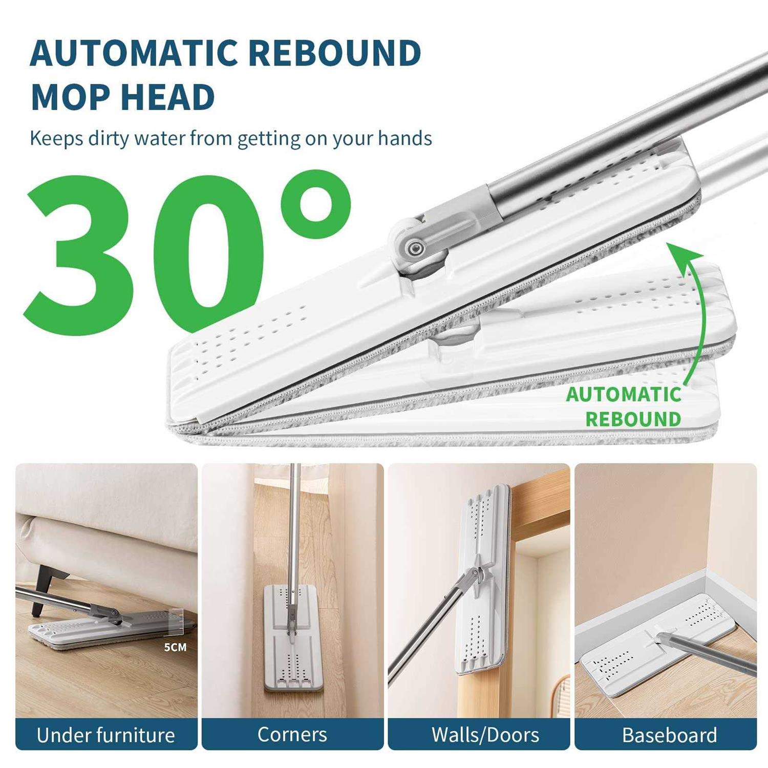 Oshang Mop and Bucket Set Home Floor Cleaning Hands Free Flat Mop - Image 3