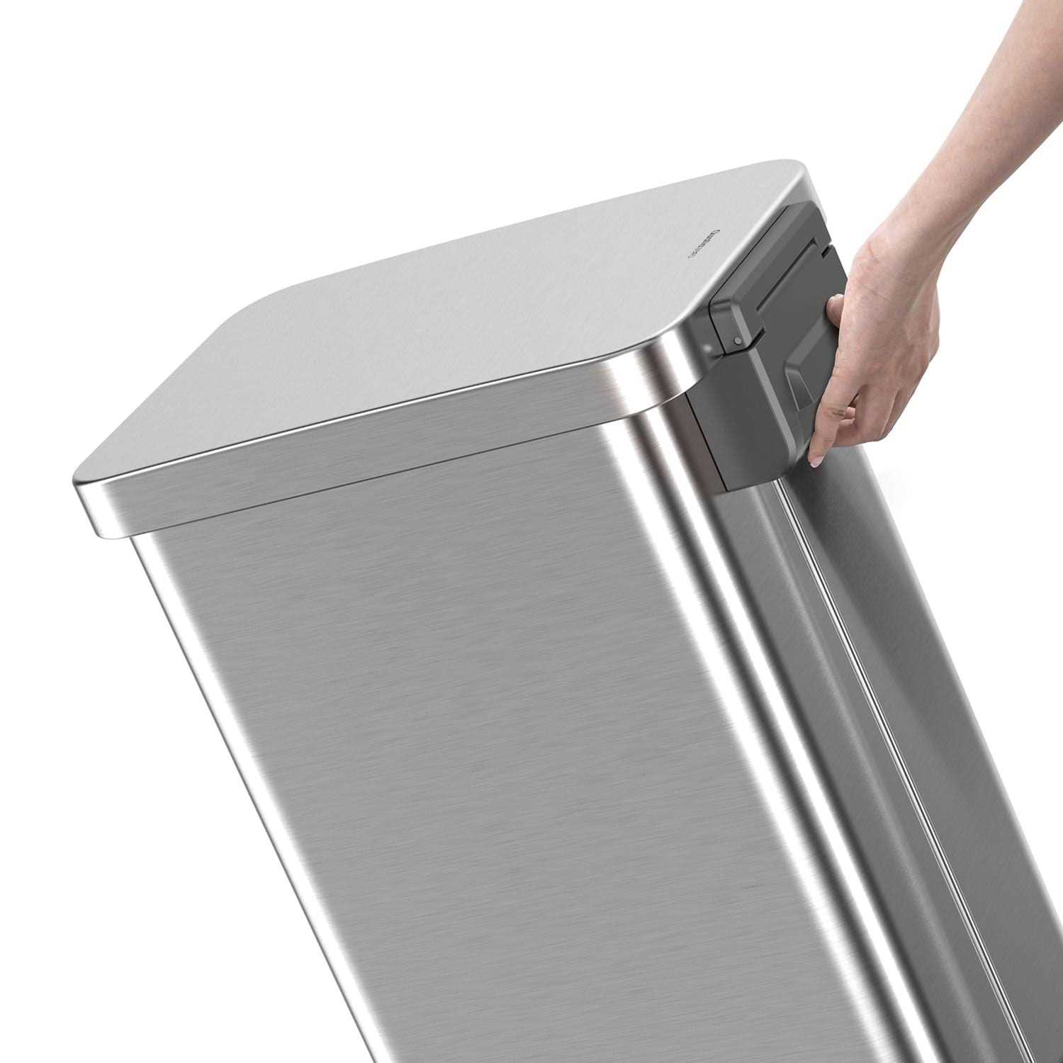 Qualiazero 13.2 Gallon Trash Can Stainless Steel Step On Slim Kitchen Trash Can - Image 2