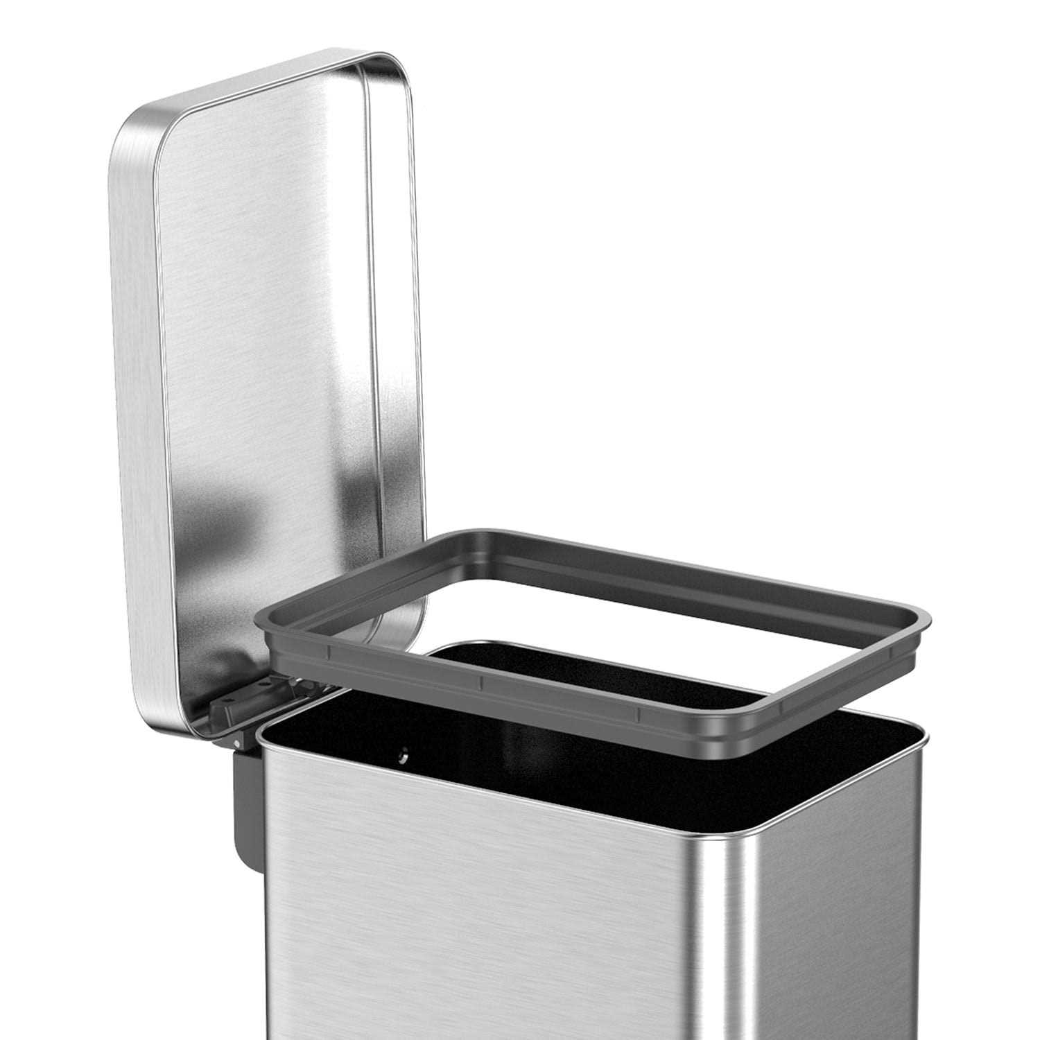 Qualiazero 13.2 Gallon Trash Can Stainless Steel Step On Slim Kitchen Trash Can - Image 3