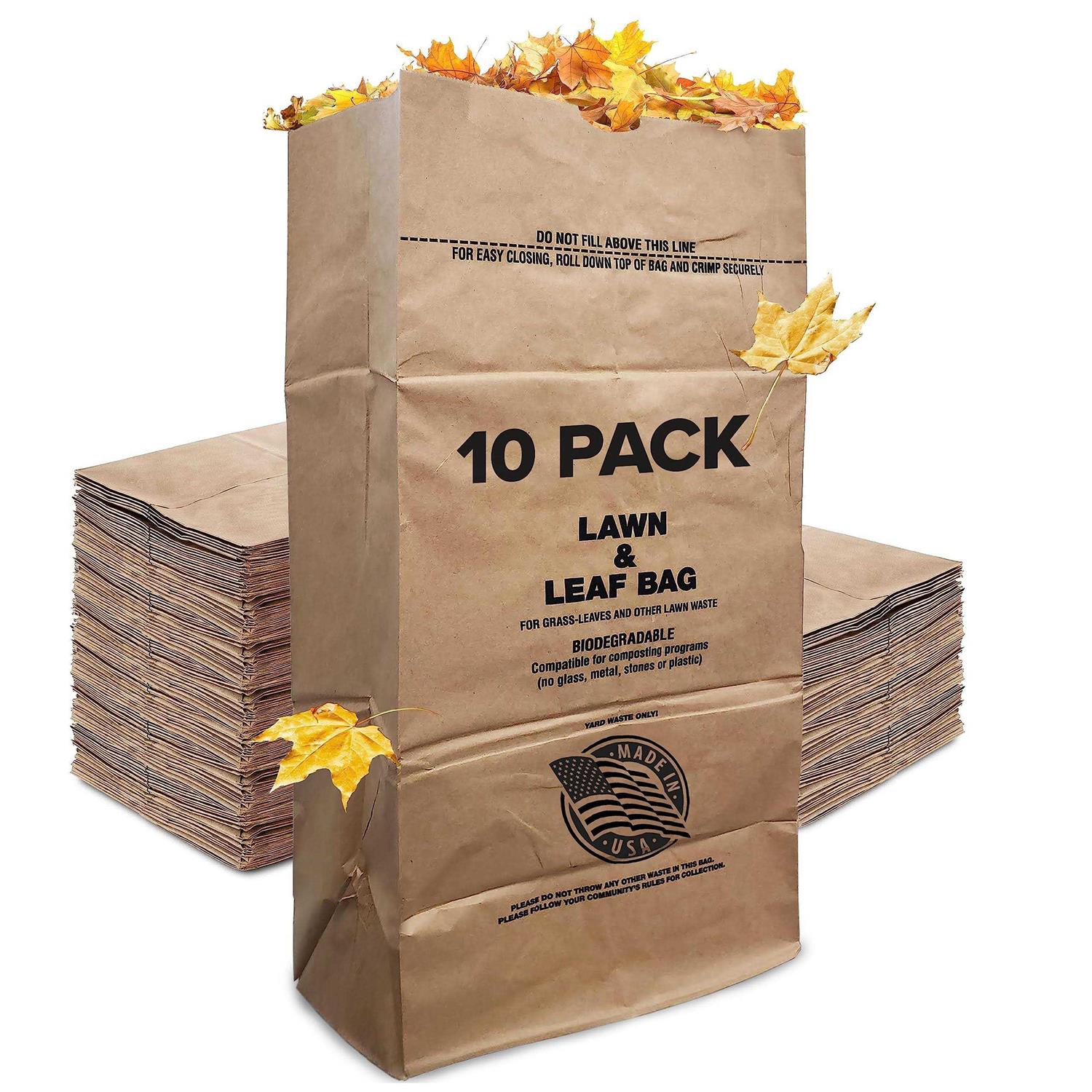 30 Gallon Kraft Lawn and Leaf Bags Eco-Friendly Heavy Duty Large Paper Trash Bags