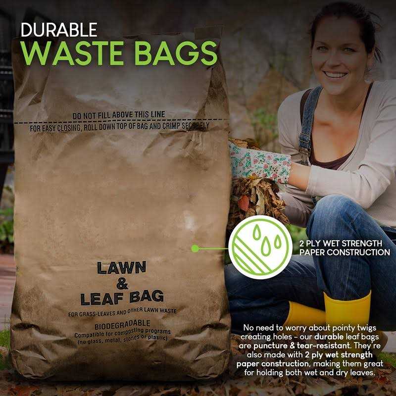 30 Gallon Kraft Lawn and Leaf Bags Eco-Friendly Heavy Duty Large Paper Trash Bags - Image 2