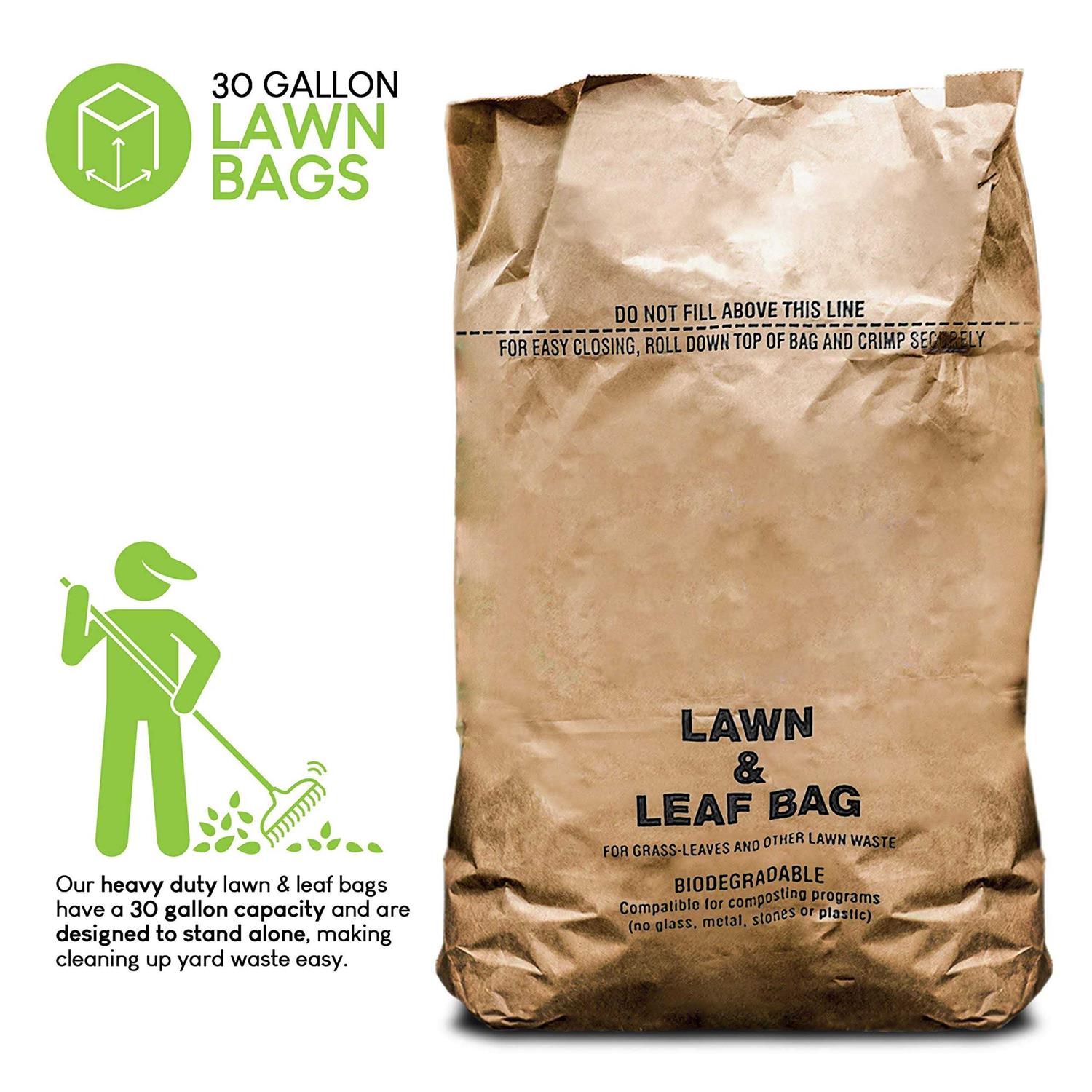 30 Gallon Kraft Lawn and Leaf Bags Eco-Friendly Heavy Duty Large Paper Trash Bags - Image 5