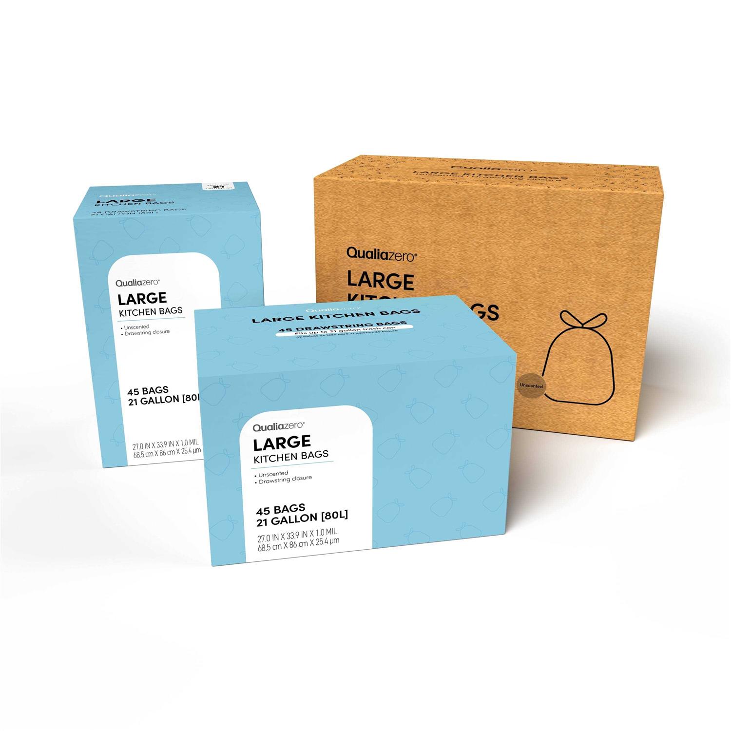 Qualia 21 Gal./80L Drawstring Closure Trash Bags Liners