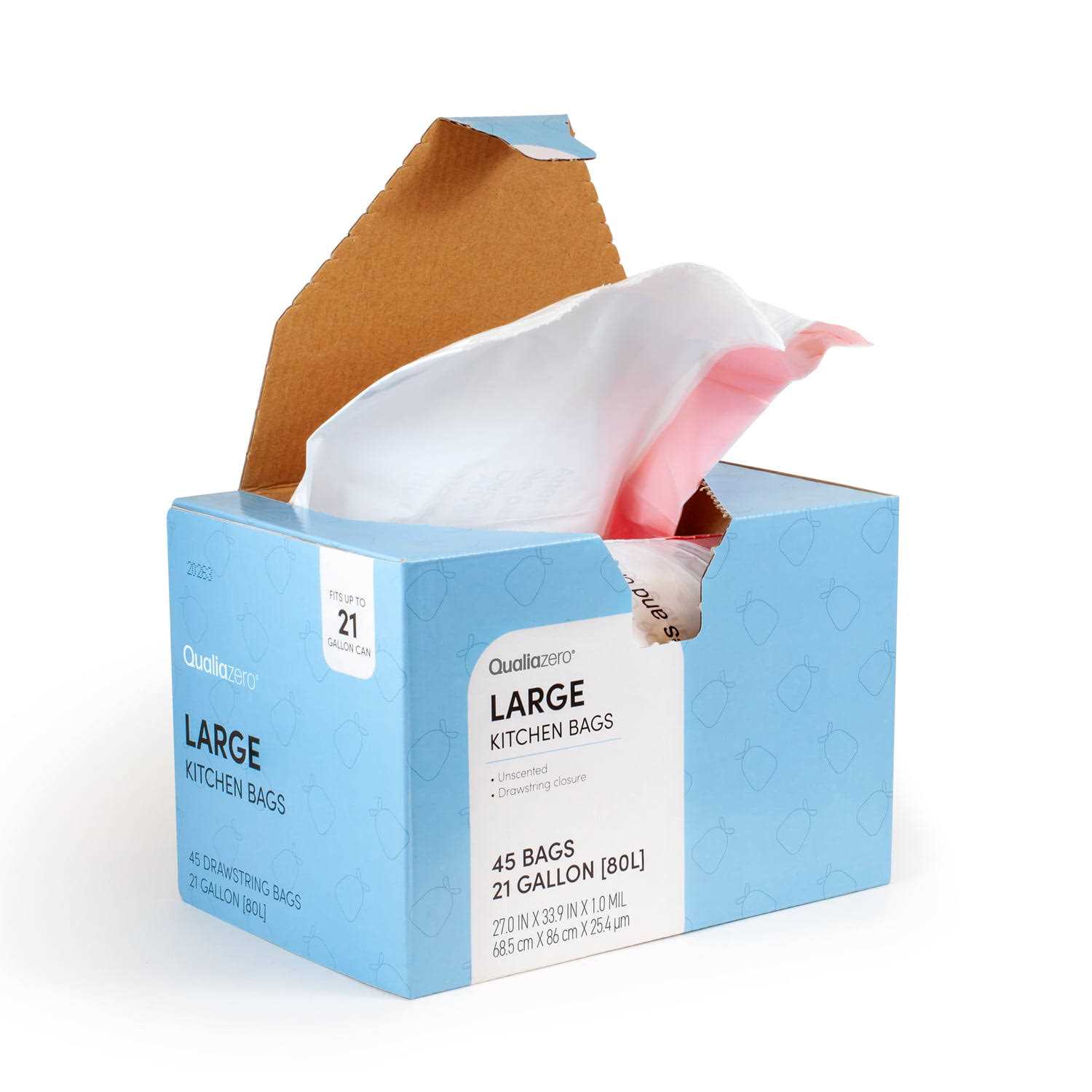 Qualia 21 Gal./80L Drawstring Closure Trash Bags Liners - Image 5