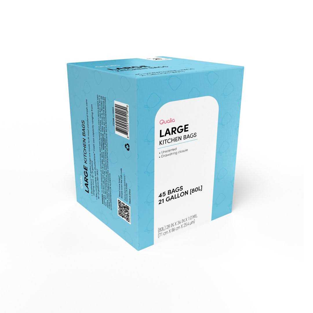 Qualia 21 Gal./80L Drawstring Closure Trash Bags Liners - Image 2