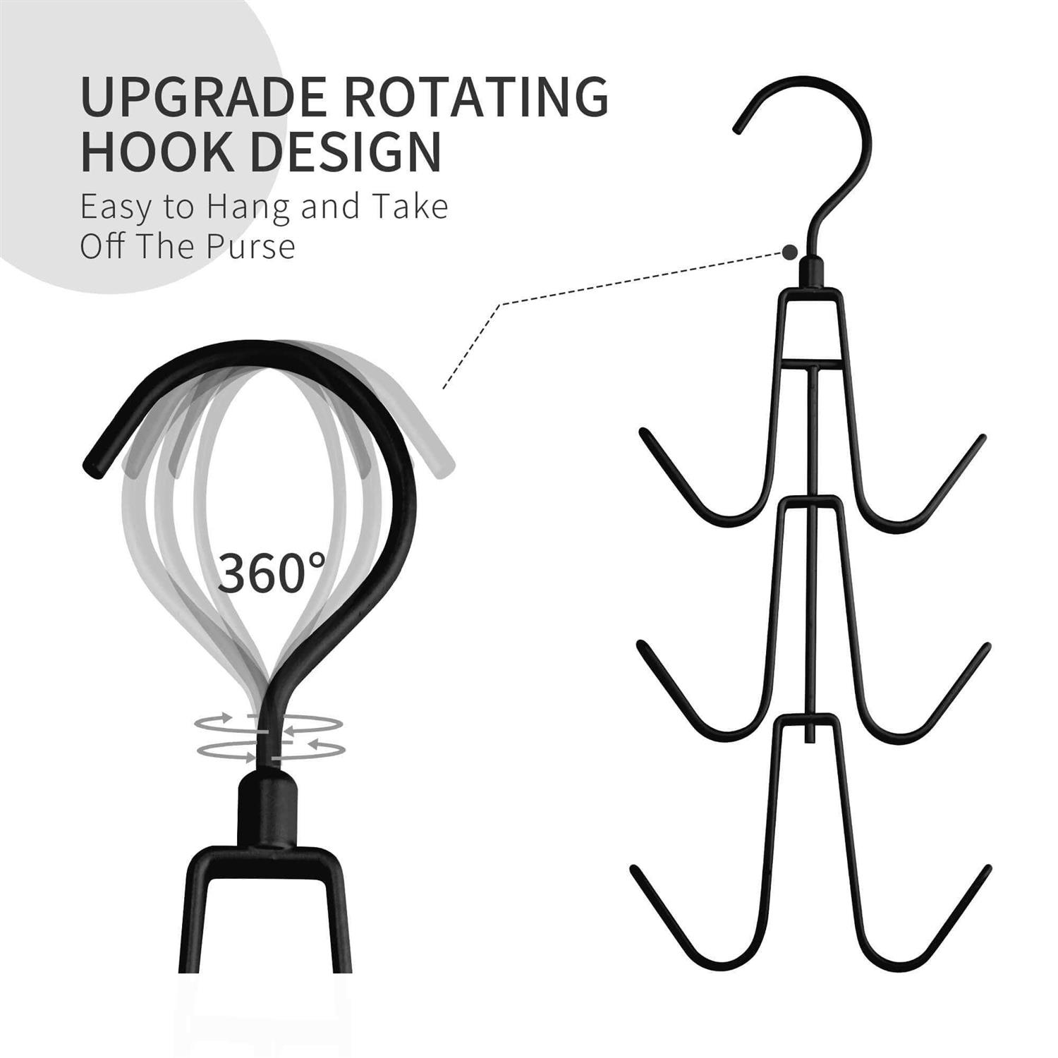 PODATOL Purse Hanger for Closet Rotatable Purses Organizer 6 Storage Capacity Hanging Bag Holder - Image 4