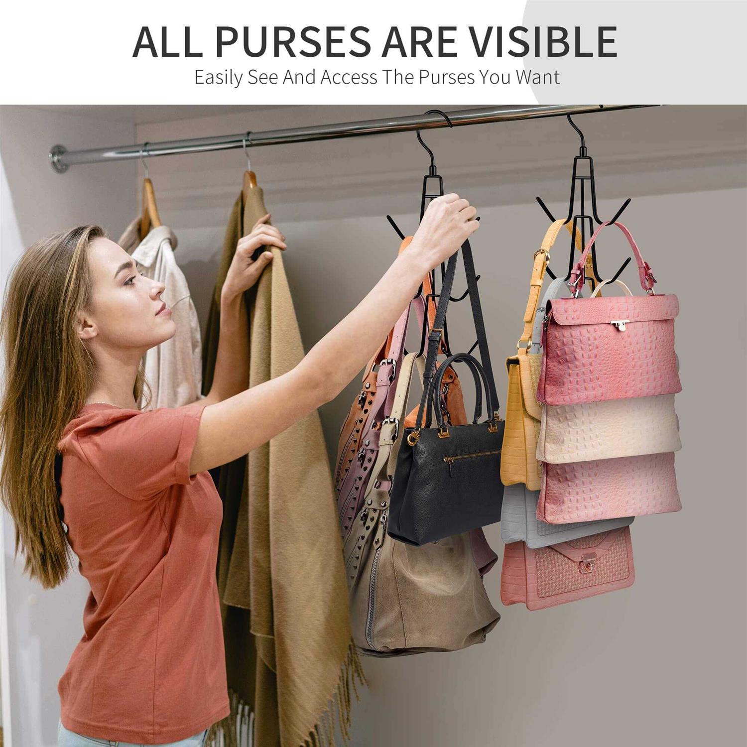 PODATOL Purse Hanger for Closet Rotatable Purses Organizer 6 Storage Capacity Hanging Bag Holder - Image 5