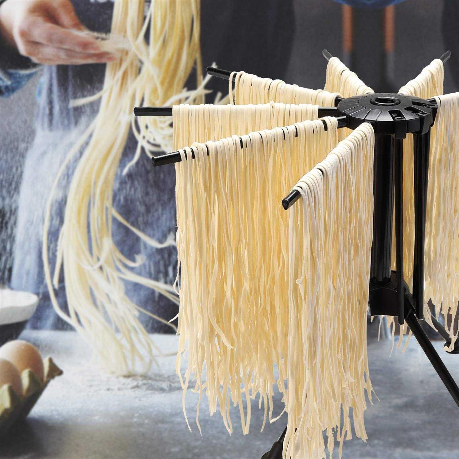 Ourokhome Collapsible Pasta Drying Rack Plastic Spaghetti Hanger Noodle Dryer Stand with 10 Bar Handles for Homemade Fresh Spaghetti - Image 3