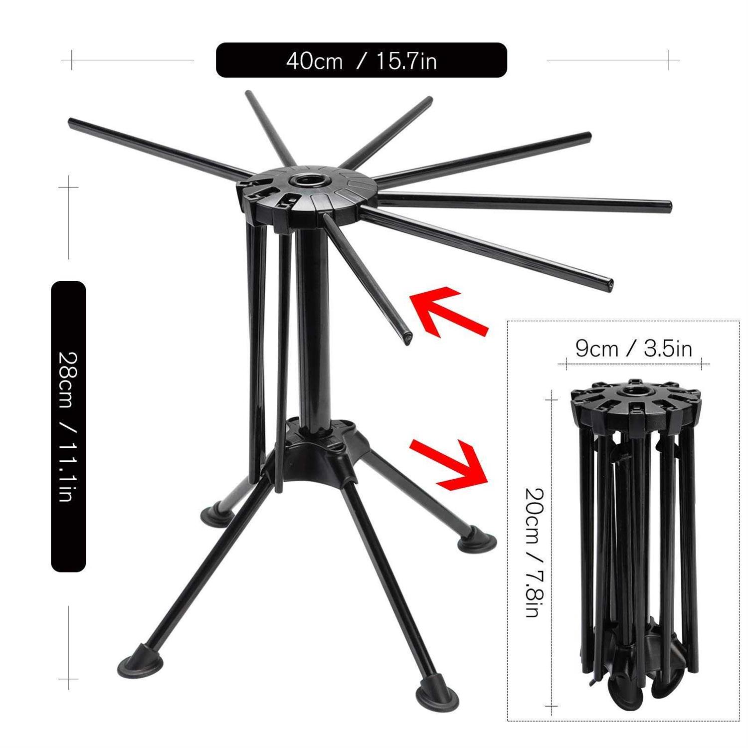 Ourokhome Collapsible Pasta Drying Rack Plastic Spaghetti Hanger Noodle Dryer Stand with 10 Bar Handles for Homemade Fresh Spaghetti - Image 4