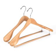 Quality Hangers Quality Luxury Wooden Suit Hangers Wide Wood Hanger for Coats and Pants with Locking Bar