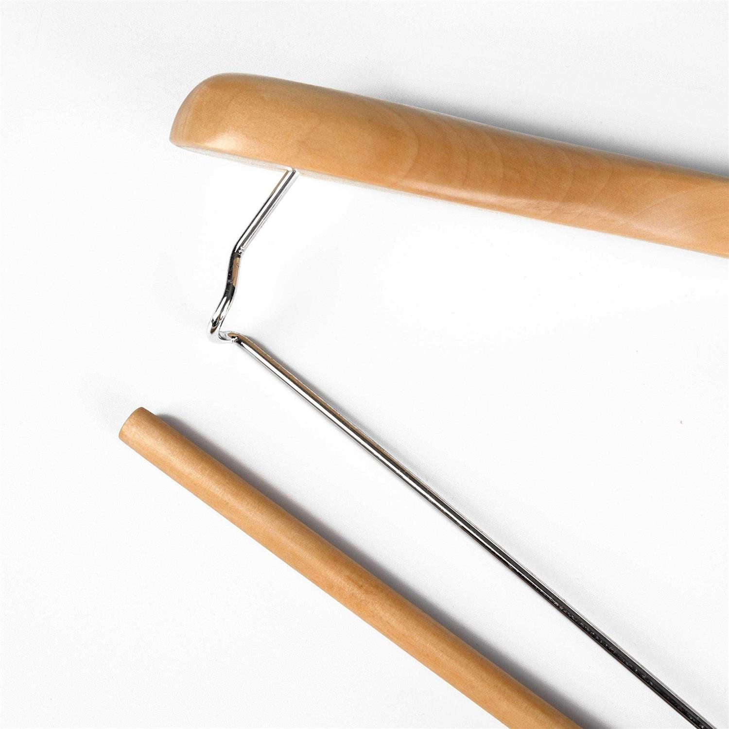 Quality Hangers Quality Luxury Wooden Suit Hangers Wide Wood Hanger for Coats and Pants with Locking Bar - Image 4