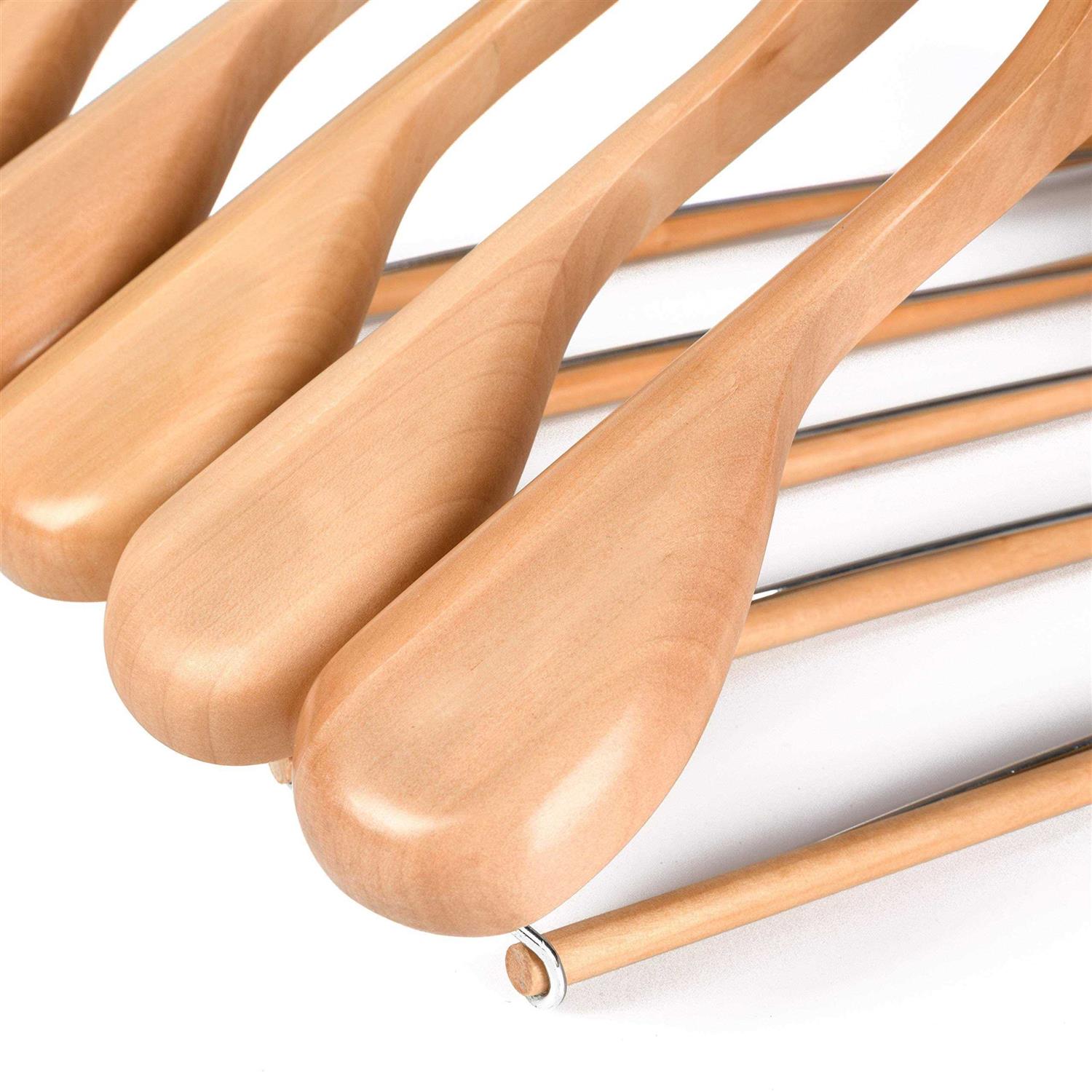 Quality Hangers Quality Luxury Wooden Suit Hangers Wide Wood Hanger for Coats and Pants with Locking Bar - Image 5