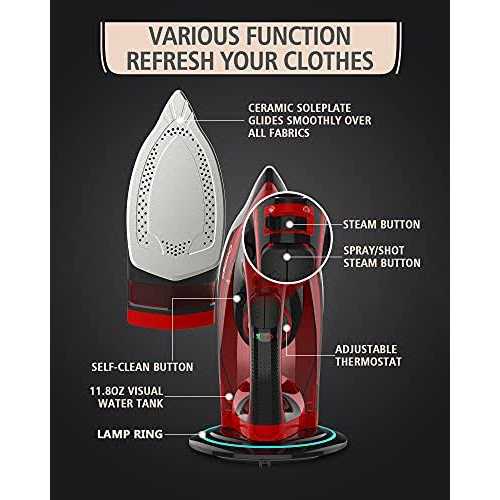 OMAIGA Cordless Iron 1500W Cordless Iron with Steam with 11.84ozs Water Tank - Image 2