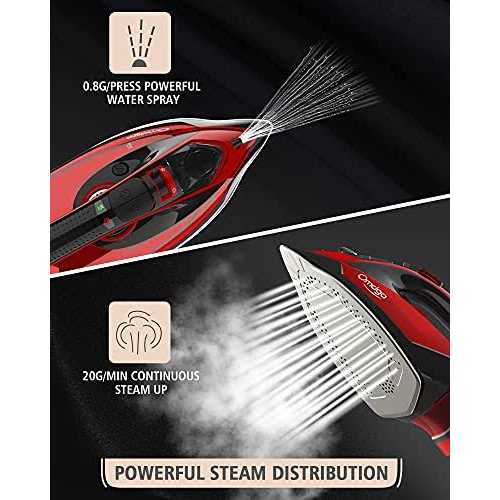 OMAIGA Cordless Iron 1500W Cordless Iron with Steam with 11.84ozs Water Tank - Image 3