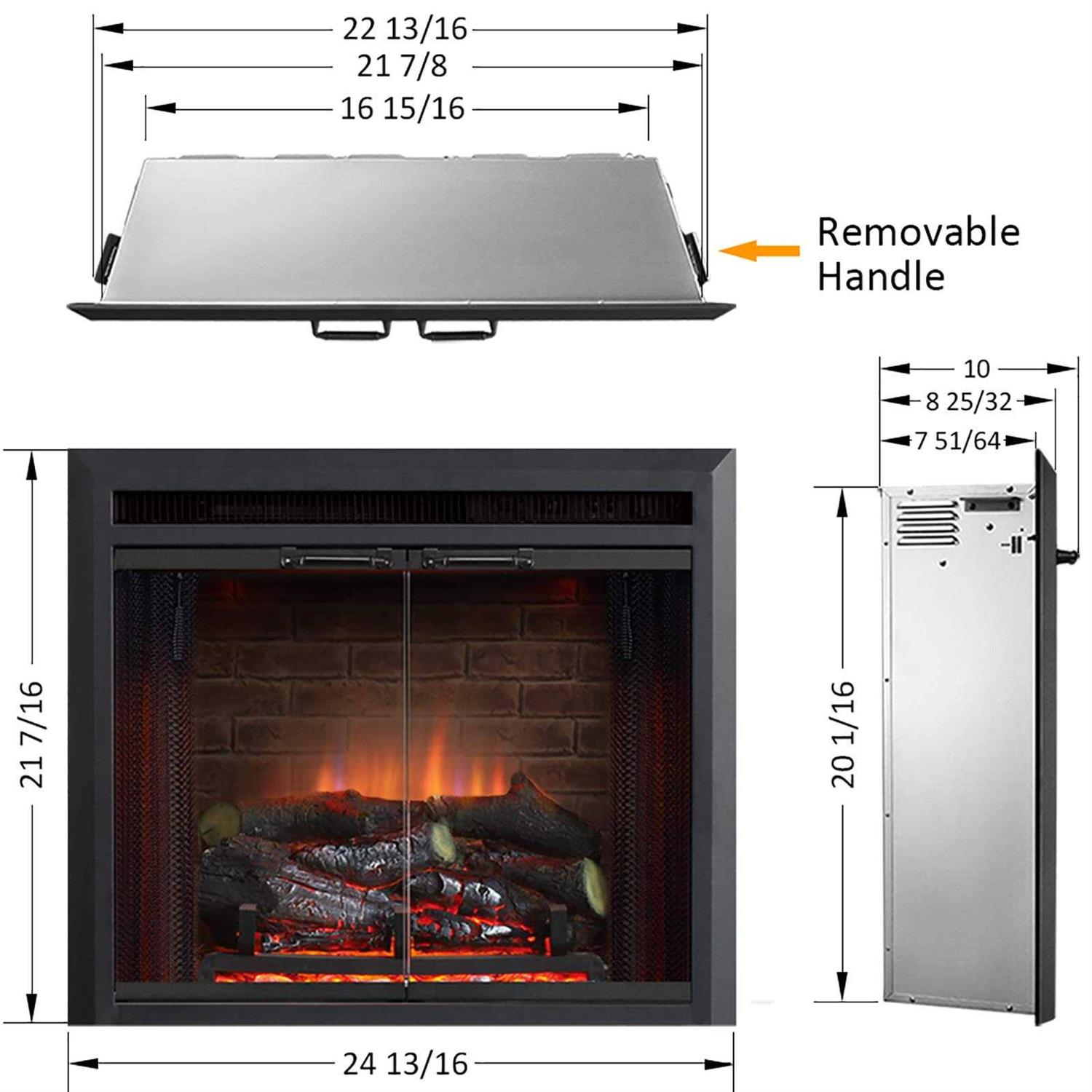 Puraflame Klaus Electric Fireplace Insert with Fire Crackling Sound Glass Door and Mesh Screen - Image 3