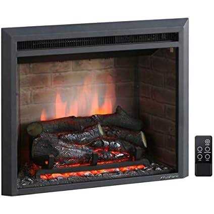 Puraflame Klaus Electric Fireplace Insert with Fire Crackling Sound Glass Door and Mesh Screen - Image 5